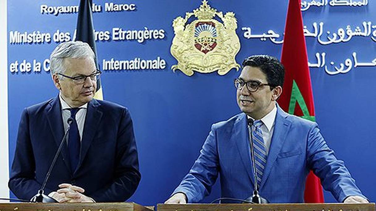 Nasser Bourita, ministre des Affaires étrangères et de la coopération internationale et son homologue belge, Didier Reydners.
