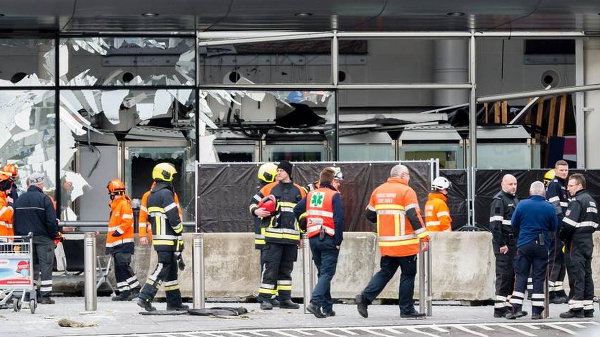 L'aéroport de Bruxelles après l'attentat. 
