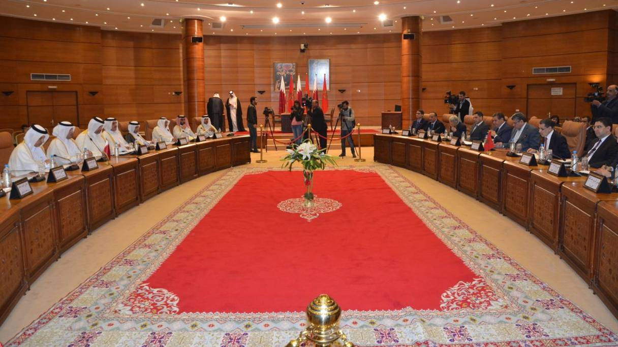 Réunion de la Haute commission mixte maroco-qatarie lundi 12 mars 2018 à Rabat.
