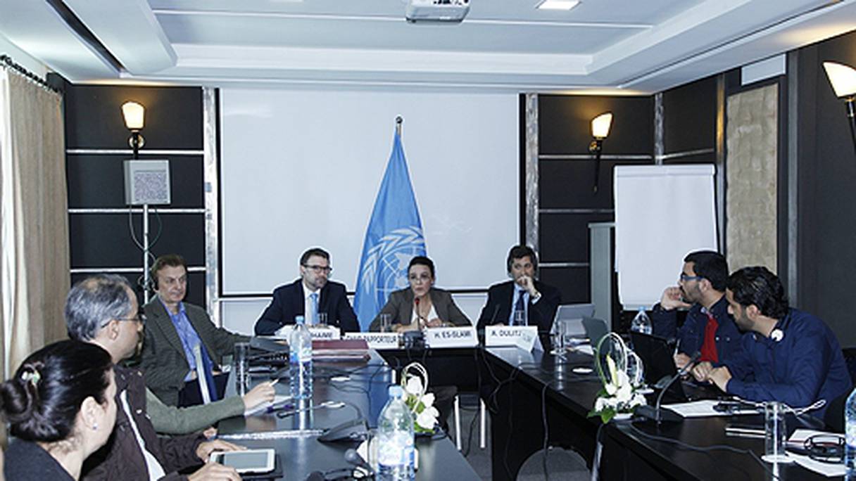 Les experts de l'ONU lors de la présentation de leur rapport, vendredi 12 février à Rabat.
