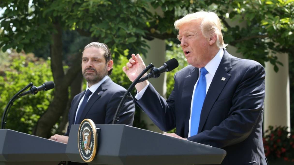 Le président américain Donald Trump et le Premier ministre libanais Saad Hariri (g), lors d'une conférence de presse, le 25 juillet à Washington.

