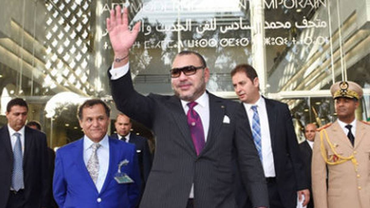 Le souverain lors de l'inauguration du Musée Mohammed VI d'art moderne et contemporain de Rabat
