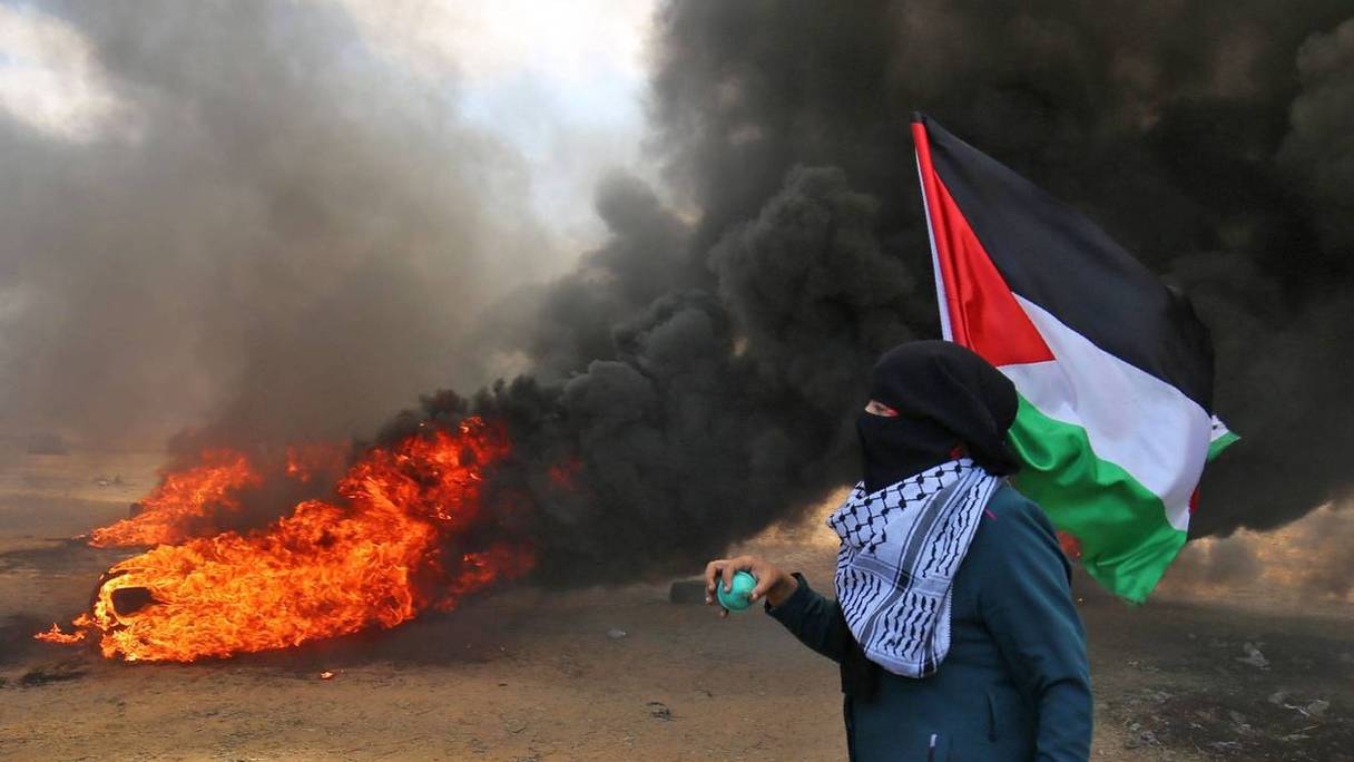 Des heurts dans la bande de Gaza le long de la frontière, où se tient une manifestation contre le transfert de l'ambassade américaine à Al Qods.
