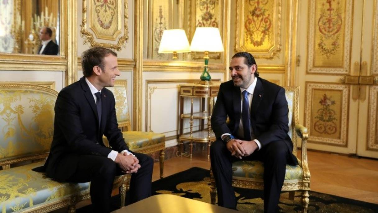 Le président français Emmanuel Macron et le Premier ministre libanais démissionnaire Saâd Hariri, le 18 novembre 2017 à Paris.
