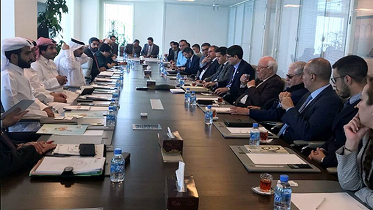 Rencontre entre des hommes d'affaires marocains et qataris, le 21 février 2018 à Doha.
