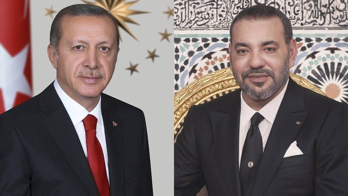Le roi Mohammed VI et Recep Tayyip Erdogan, président turc.

