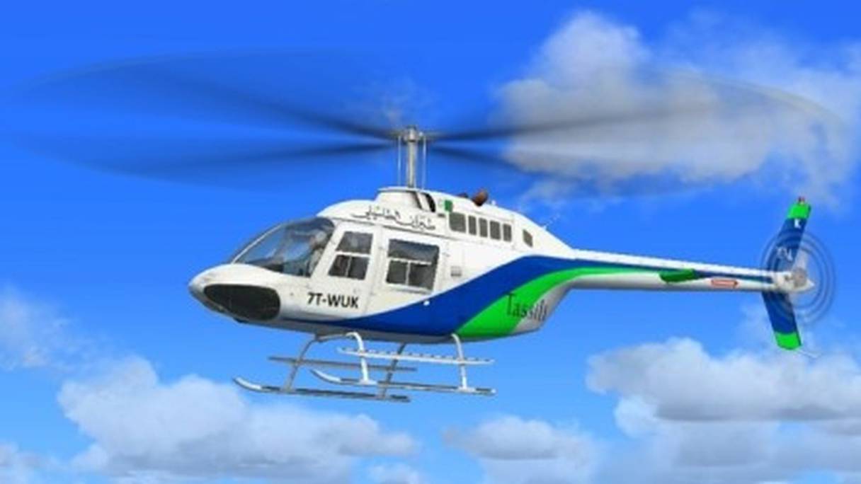 Un hélicoptère Bell Long Ranger 206 de Tassili Airlines. 
