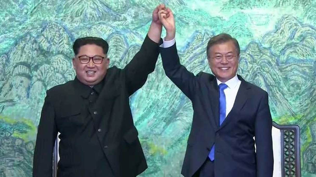 Sommet entre le président nord-coréen Kim Jong-Un et son homologue sud-coréen Moon Jae-in.
