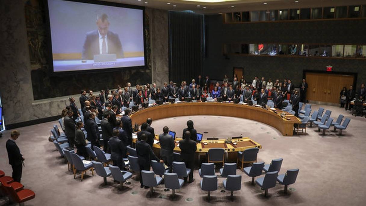 Une réunion du Conseil de sécurité de l'ONU. 
