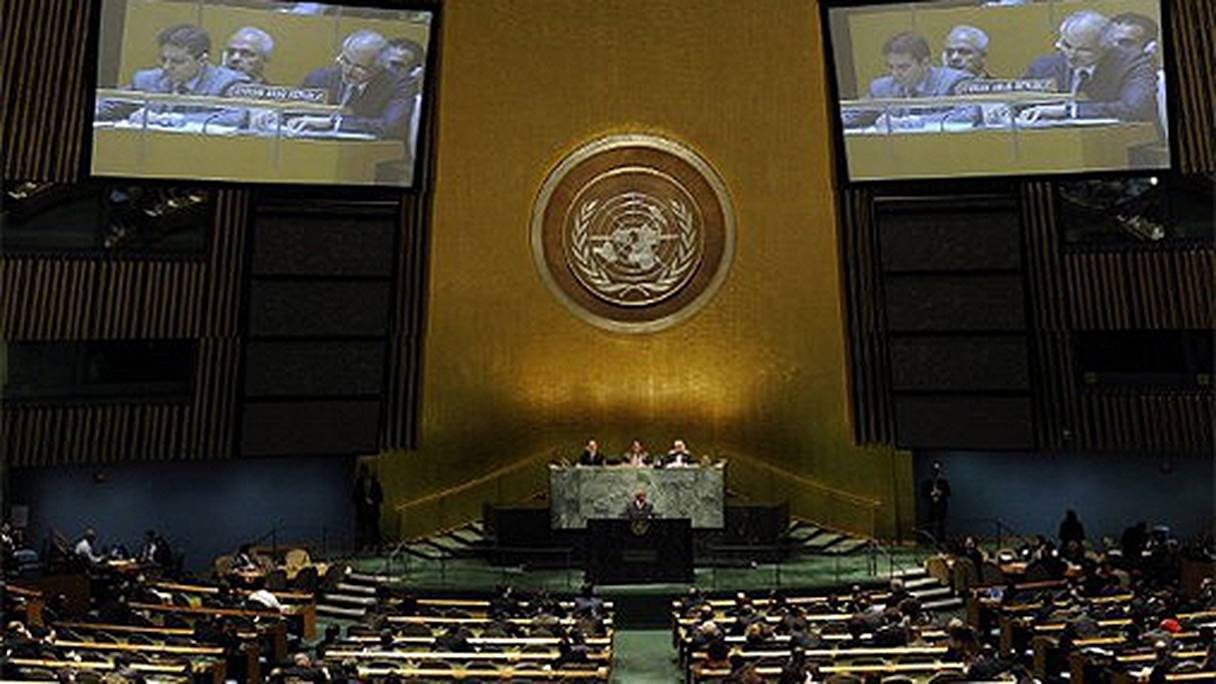 Une réunion de l'Assemblée générale de l'ONU.
