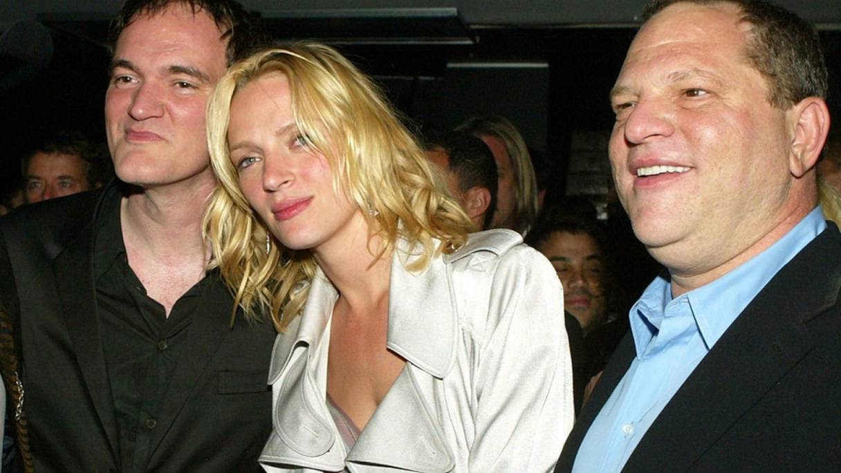 Quentin Tarantino, Uma Thurman et Harvey Weinstein.
