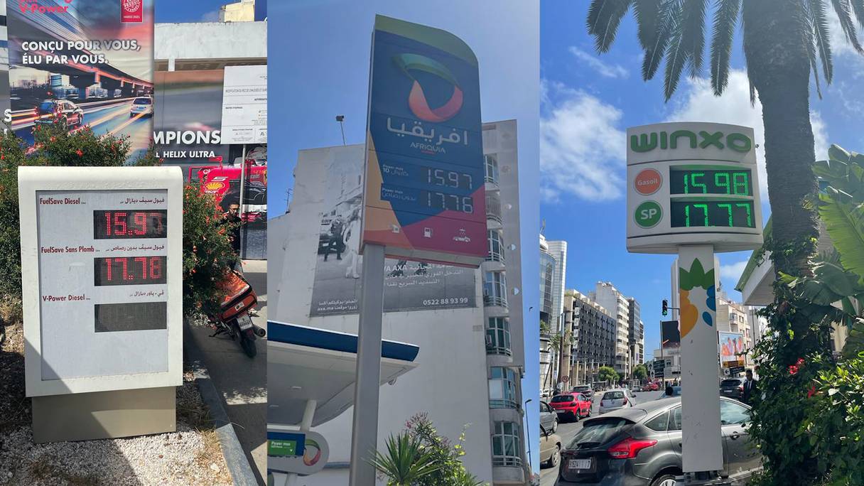 Les prix à la pompe affichés ce mercredi 29 juin à Casablanca dans trois stations-service de la ville.
