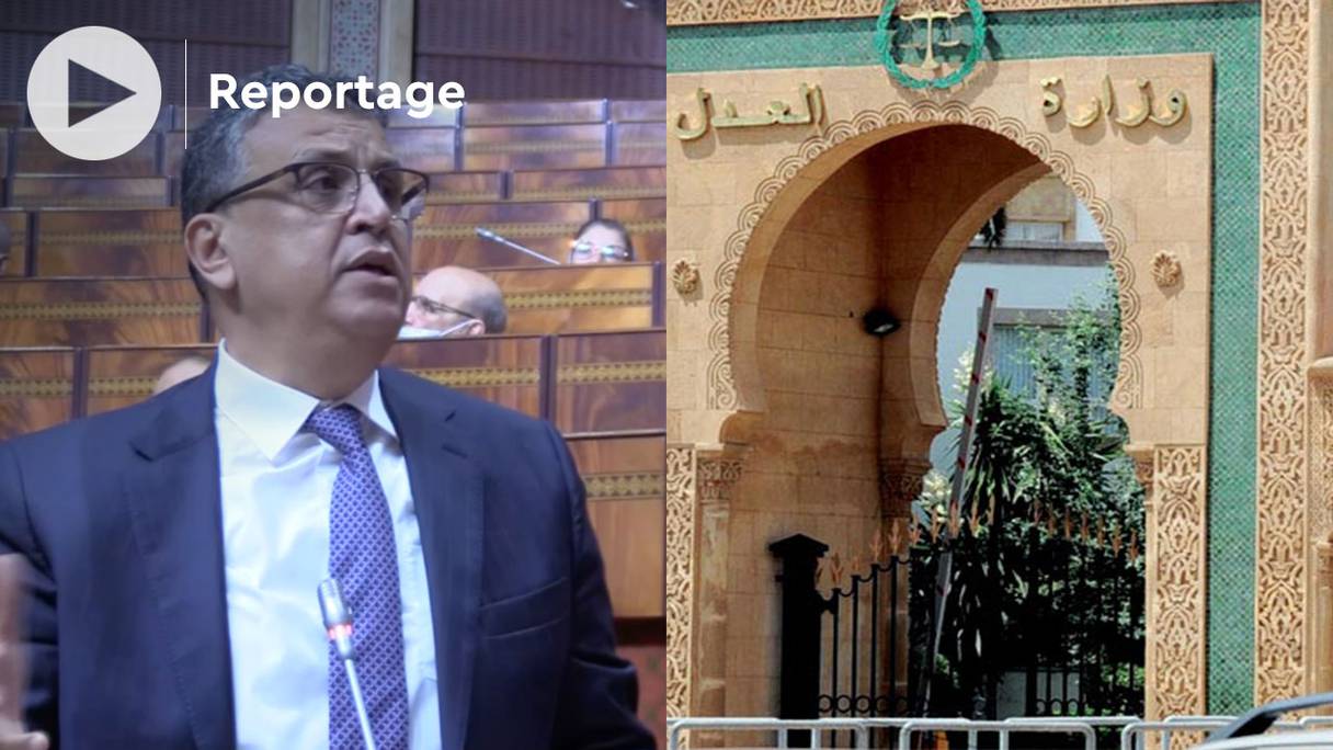 Abdellatif Ouahbi, ministre de la Justice, s'exprime au Parlement, le lundi 3 janvier 2022, sur la question du développement des droits de l'homme au Maroc.
