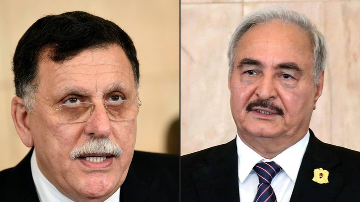 Les frères-ennemis libyens, Fayez Al-Serraj et Khalifa Haftar.

