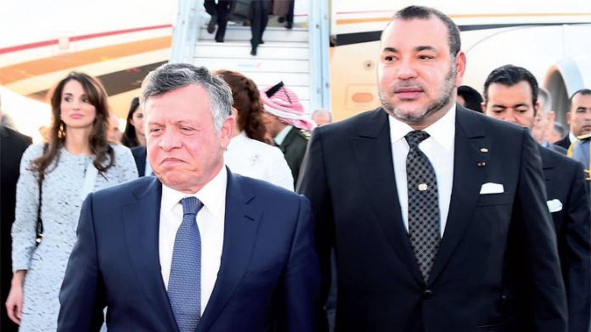 Le roi Mohammed VI en compagnie du roi de Jordanie Abdallah II Ibn Al Hussein.
