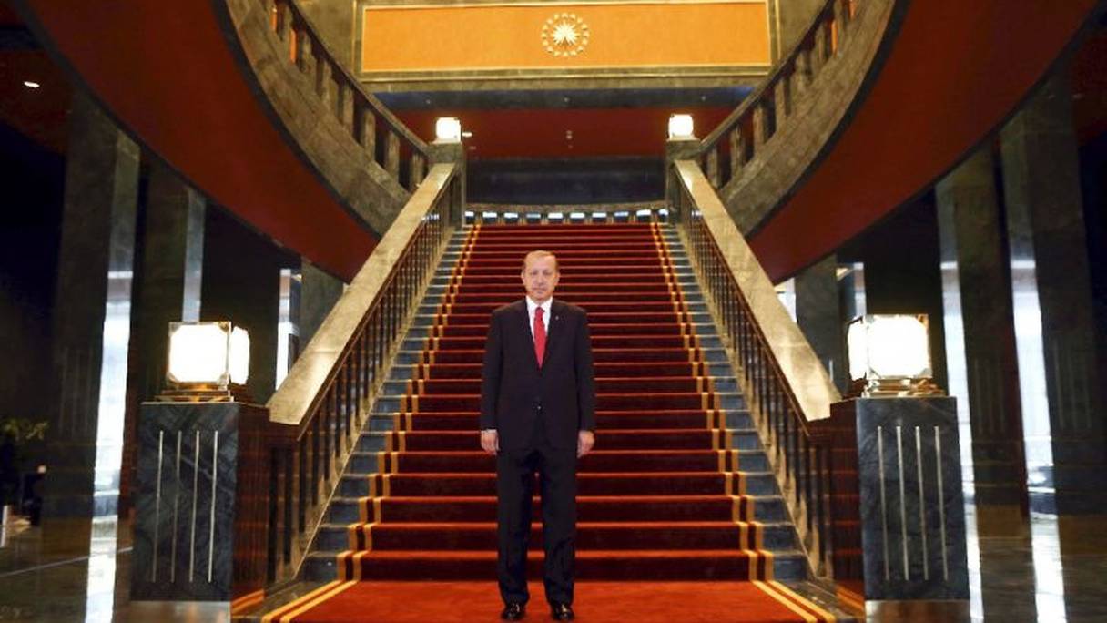 Erdogan posant dans son nouveau palais d'Ankara 
