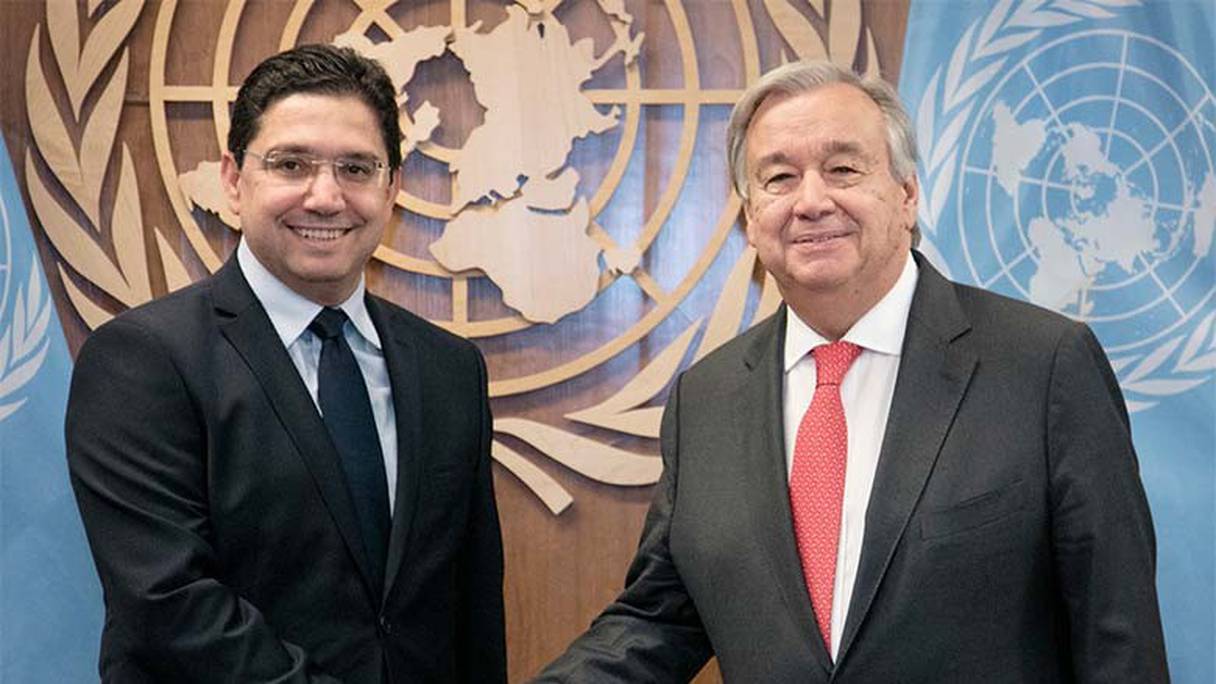 Le MAEC Nasser Bourita et Antonio Guterres, SG de l'ONU. 
