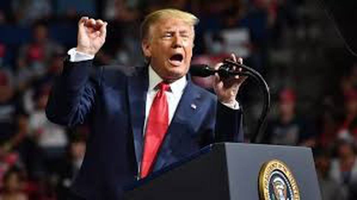 Donald Trump, lors d'un meeting de campagne à Tusla, dans l'Oklahoma, le 20 juin 2020. 
