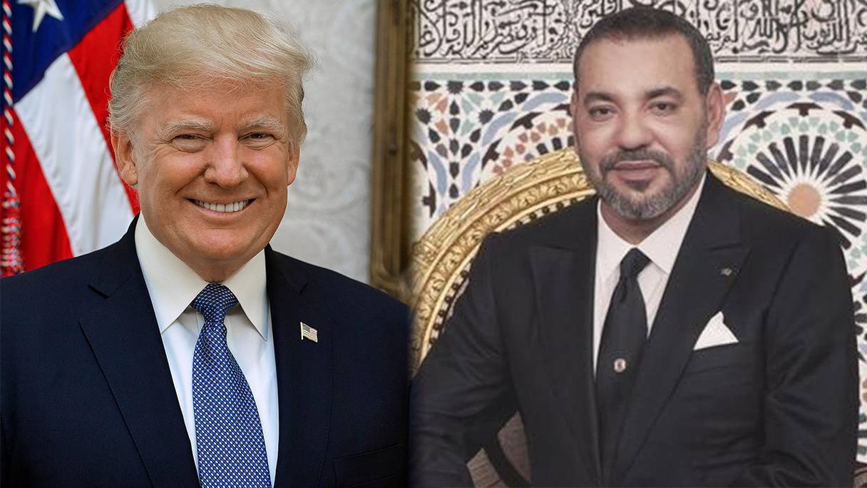 Le président américain Donald Trump et le roi Mohammed VI (photomontage). 

