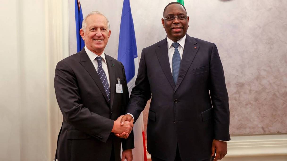 Macky Sall, président du Sénégal, avec le président du MEDEF.
