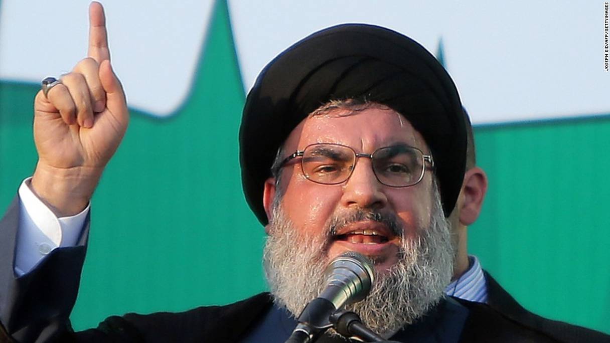 Hassan Nasrallah, secrétaire général de l'organisation chiite libanaise Hezbollah. 
