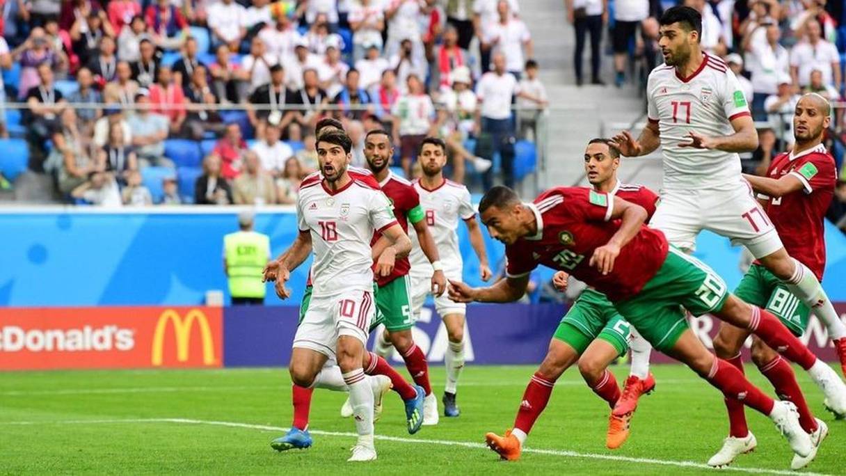 Le contre son camp d'Aziz Bouhaddouz contre l'Iran au Mondial 2018.
