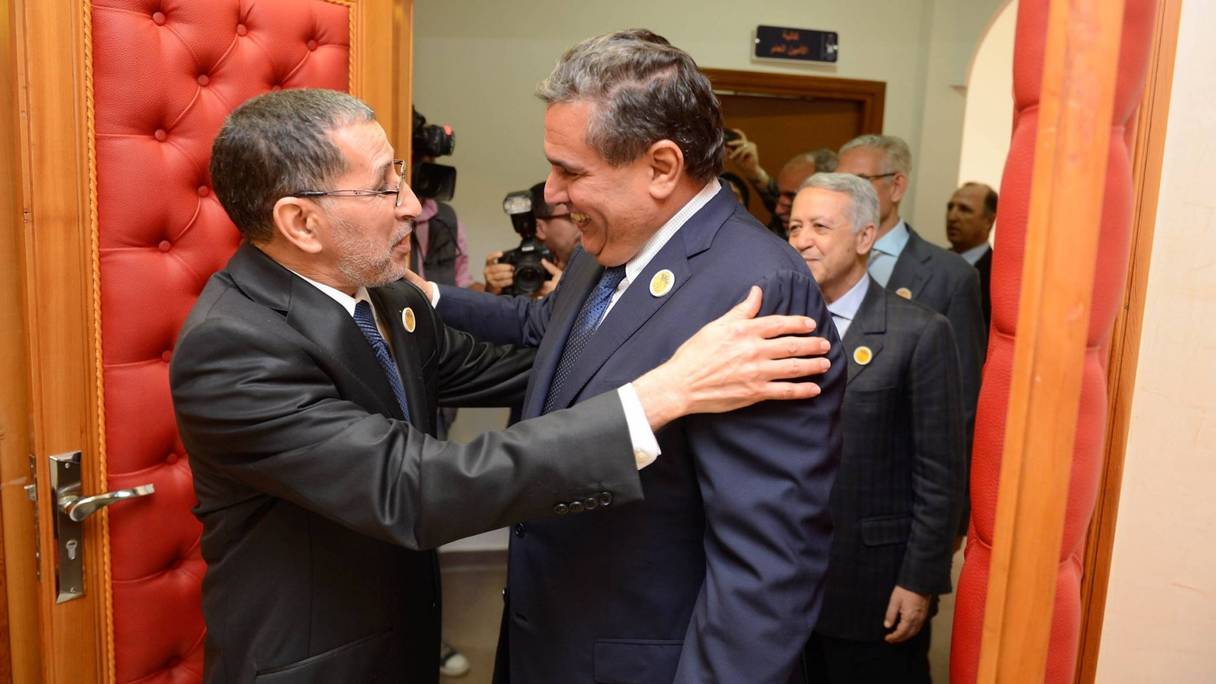 Le Chef du gouvernement, Saâd-Eddine El Othmani et le président du RNI, Aziz Akhannouch.
