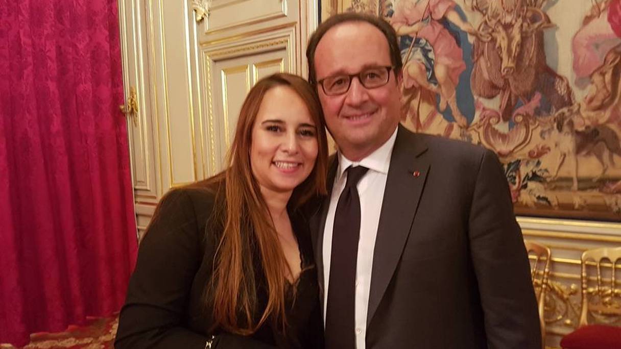 Majdouline Idrissi et François Hollande
