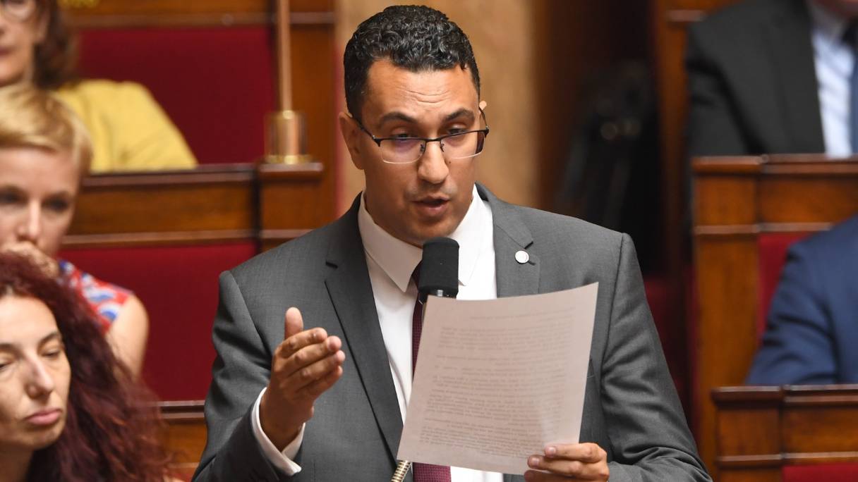 M'jid El Guerrab à une séance de questions au gouvernement à l'Assemblée nationale à Paris, le 3 juillet 2018. Le procès du député ex-LREM, jugé pour avoir agressé le dirigeant socialiste Boris Faure avec un casque en 2017, a débuté le 7 avril 2022.
