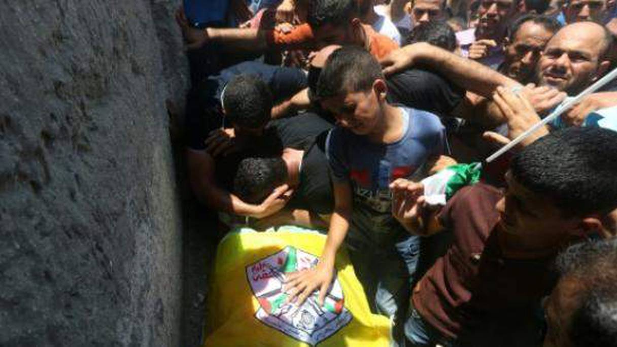 Funérailles d'un jeune Palestinien tué à Birqin en Cisjordanie, le 22 juillet 2015.
