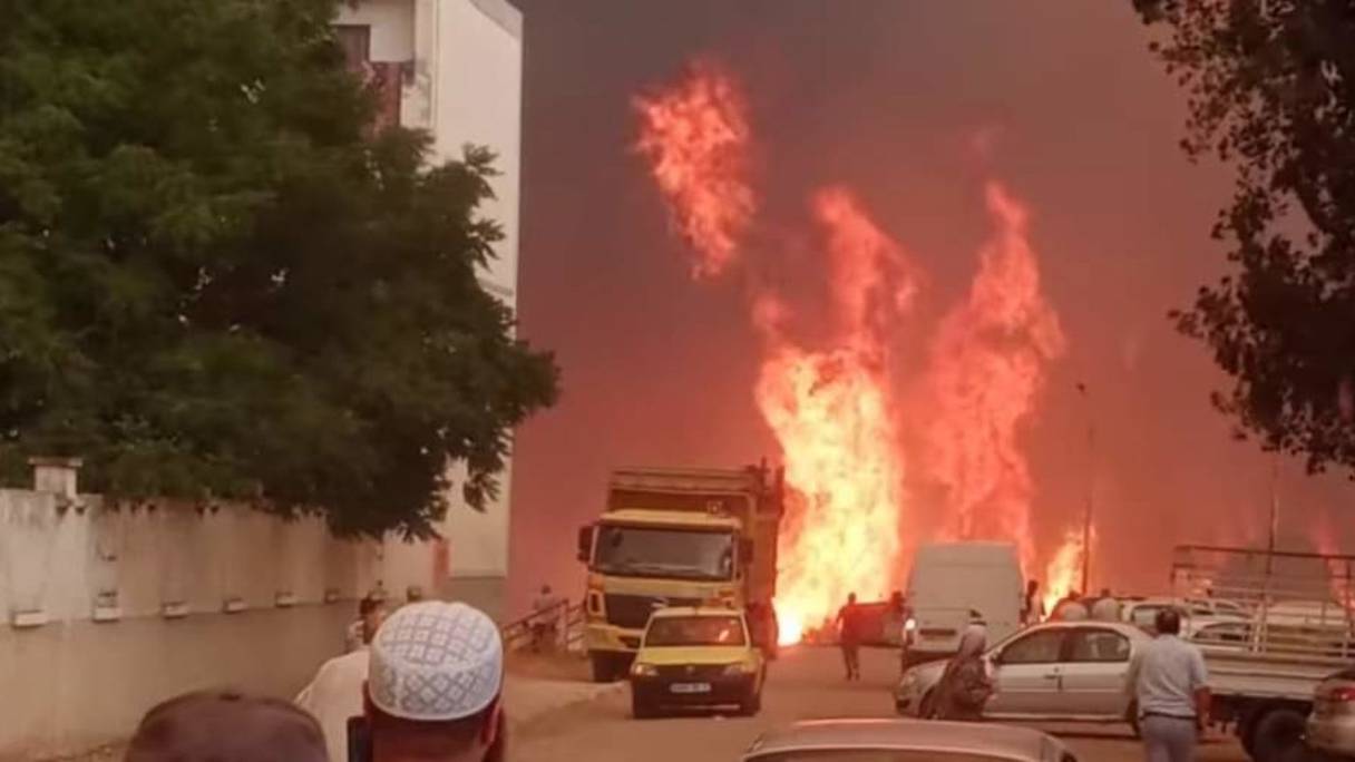 En Algérie, les feux s'approchent dangereusement des lieux d'habitation dans plusieurs villes et villages.
