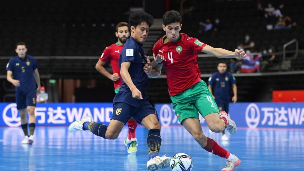 Séquence du match Maroc-Thaïlande en Coupe du Monde de futsal 2021.
