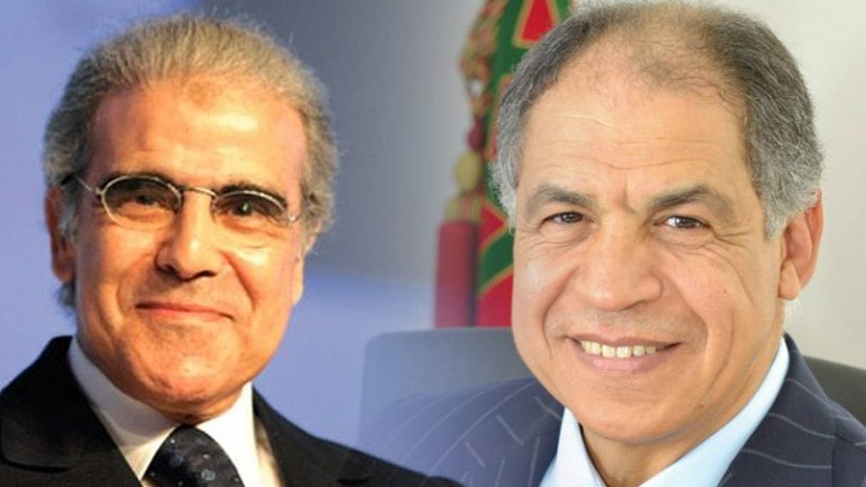 De g à d: Abdellatif Jouahri, wali de Bank Al-Maghrib et Driss El Guerraoui, président du Conseil de la concurrence
