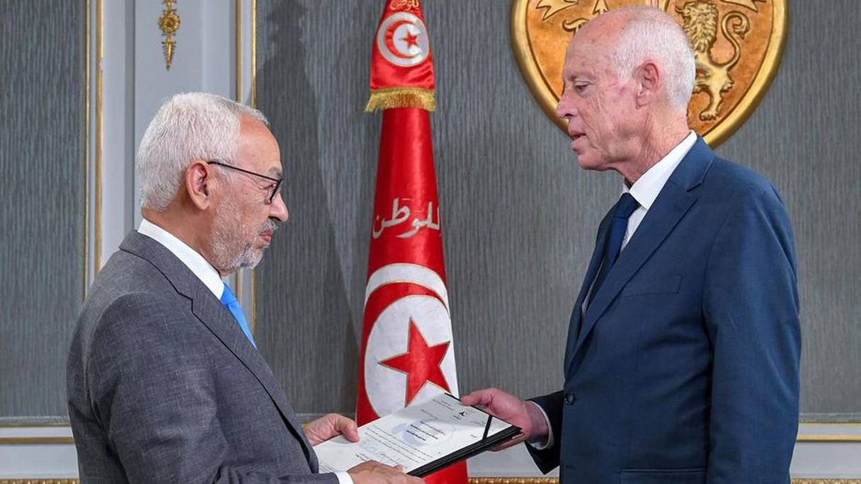Le président du Parlement Rached Ghannouchi et le président de la République de Tunisie Kaïs Saïed.

