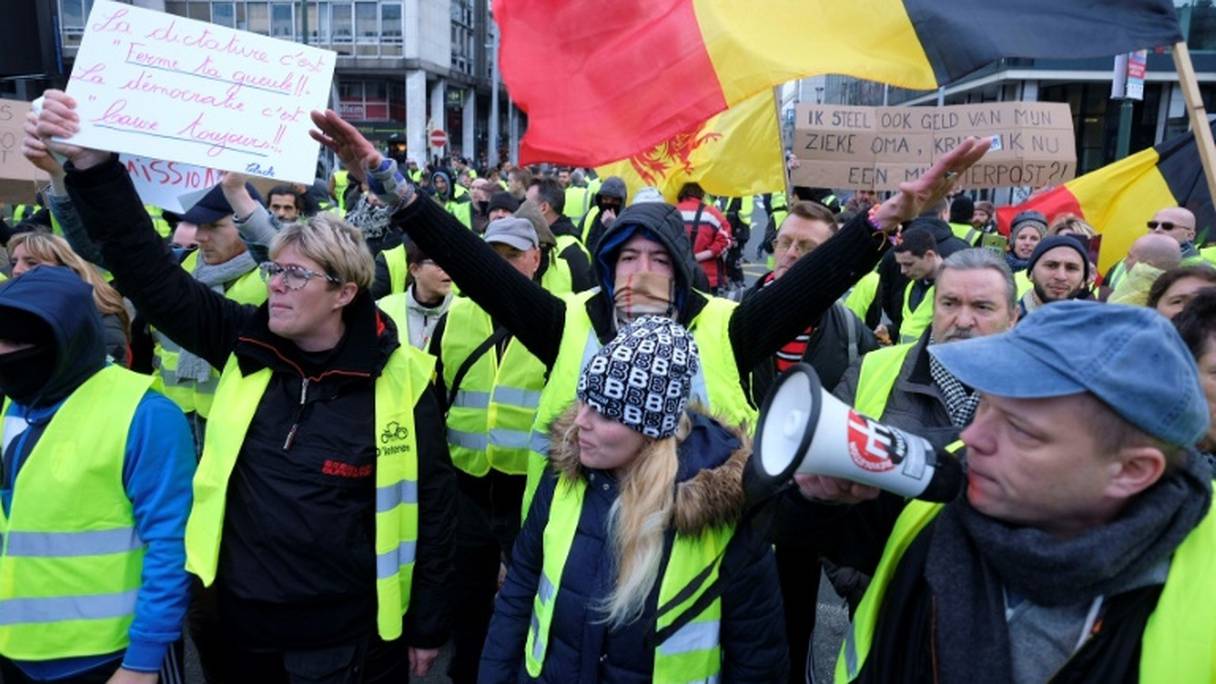 Manifestation de "gilets jaunes" à Bruxelles, le 30 novembre 2018.
