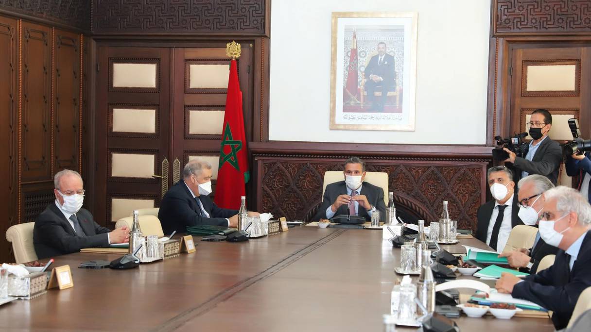 Tenue de la réunion du conseil de gouvernement, sous la présidence du Chef du gouvernement, Aziz Akhannouch, le 18 ocotbre 2021 à Rabat.
