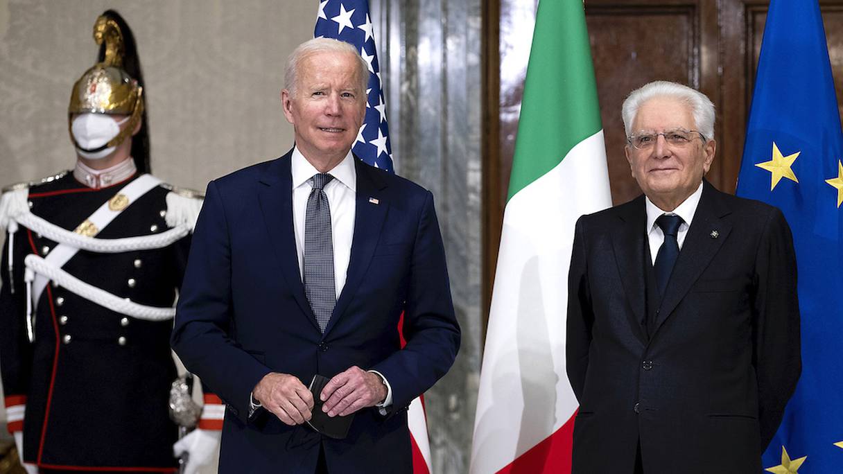 Le président américain Joe Biden a rencontré le président italien Sergio Mattarella au palais présidentiel du Quirinal à Rome, vendredi 29 octobre 2021, à la veille du Sommet du G20.  
