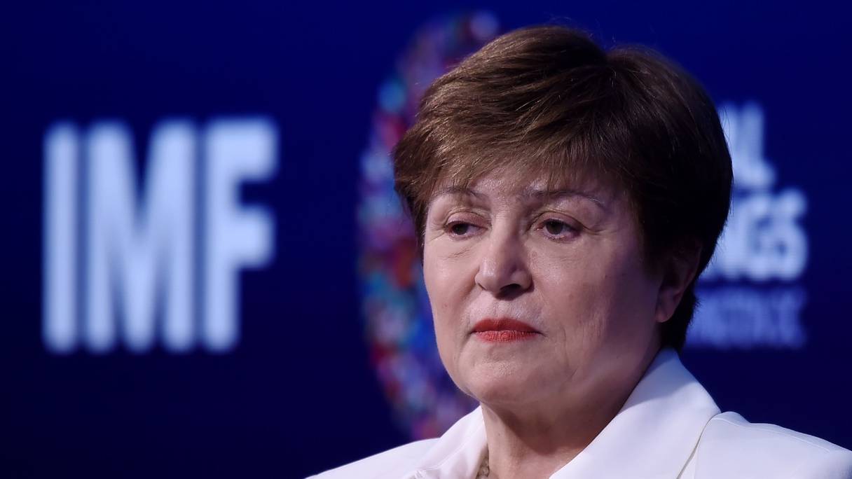 Kristalina Georgieva, directrice générale du Fonds monétaire international (FMI), fait une pause et parle de l'égalité des sexes lors des réunions d'automne du FMI et de la Banque mondiale à Washington, DC, le 15 octobre 2019.
