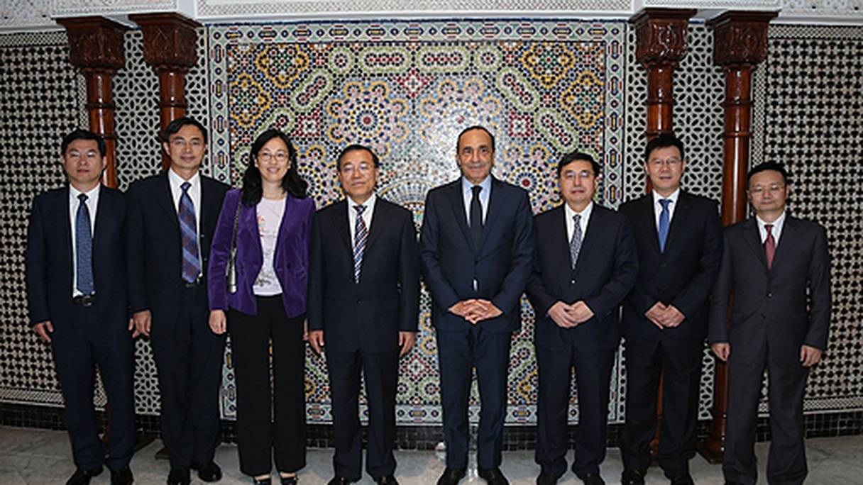 Le vice-ministre chinois de la Justice, Yuan Shuhong, à l'issue d'une entrevue à Rabat avec Habib El Malki, président de la Chambre des représentants.
