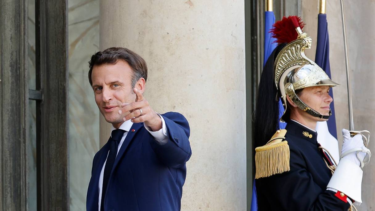 Le président français Emmanuel Macron, après une rencontre avec le président moldave, à l'Elysée, à Paris, le 19 mai 2022.
