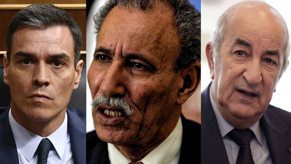 De gauche à droite: Pedro Sánchez, président du gouvernement espagnol, Brahim Ghali, chef du Polisario, et Abdelmadjid Tebboune, président algérien.
