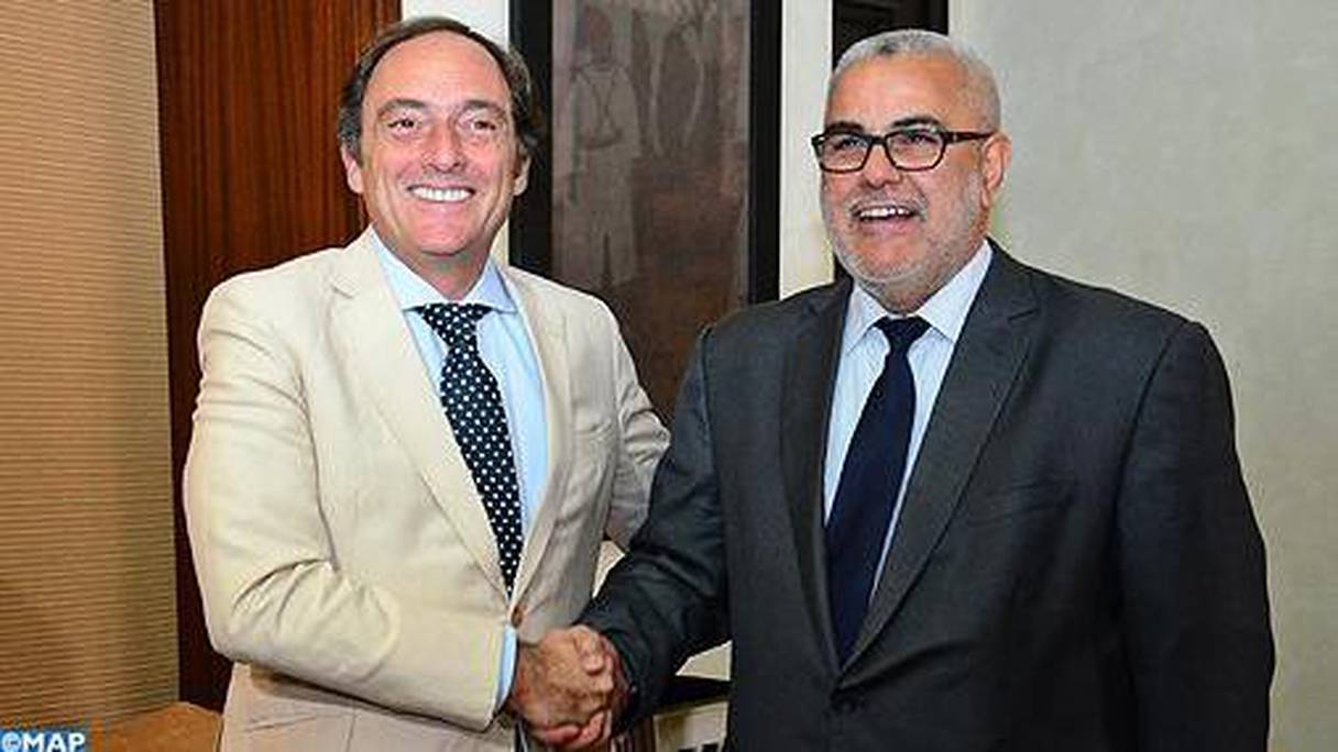 Le chef de gouvernement Abdelilah Benkirane et le vice-premier ministre portugais, Paulo Portas. 
