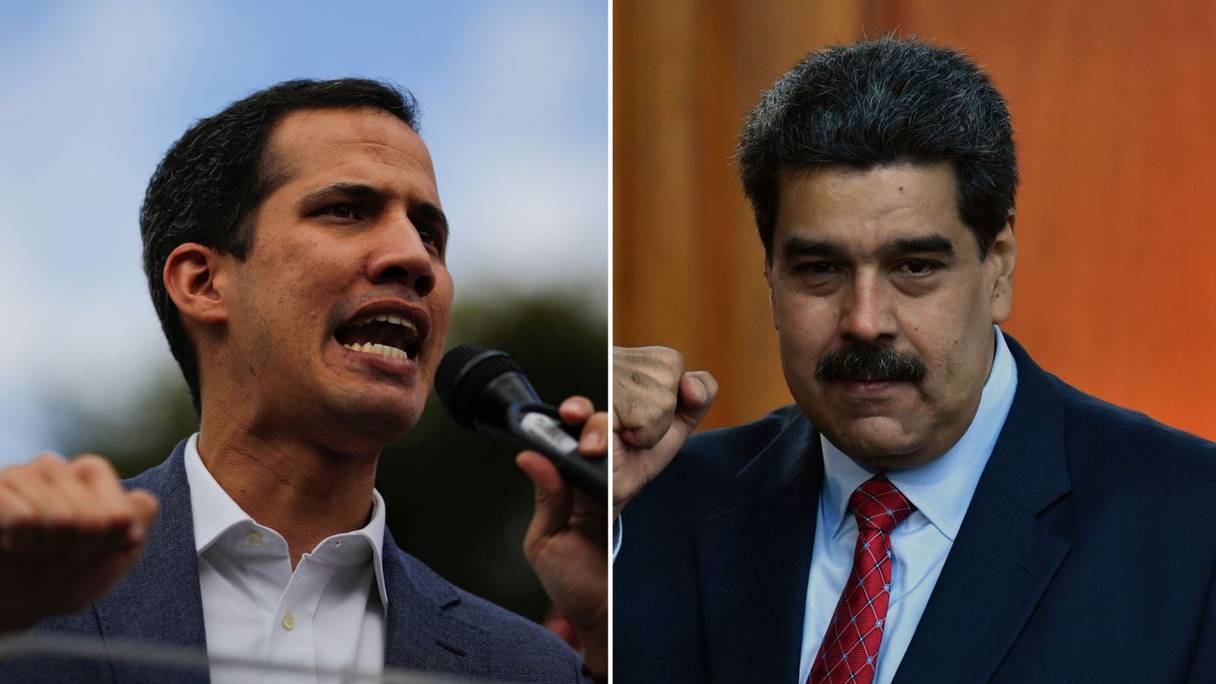 Juan Guaido (à gauche) et Nicolas Maduro. 
