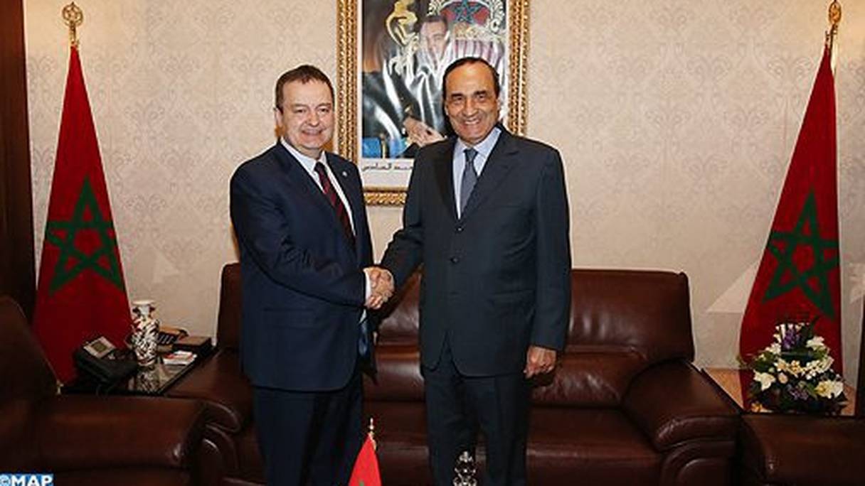 Le président de la Chambre des représentants, Habib El Malki, et Ivica Dacic, ministre serbe des Affaires étrangères.
