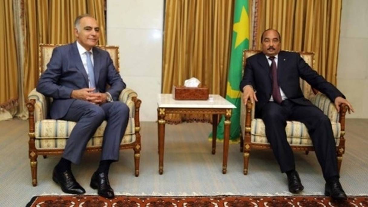 Le ministre des Affaires étrangères et de la coopération, Salaheddine Mezouar, lors d'une précédente rencontre avec le président mauritanien, Mohamed Ould Abdelaziz.
