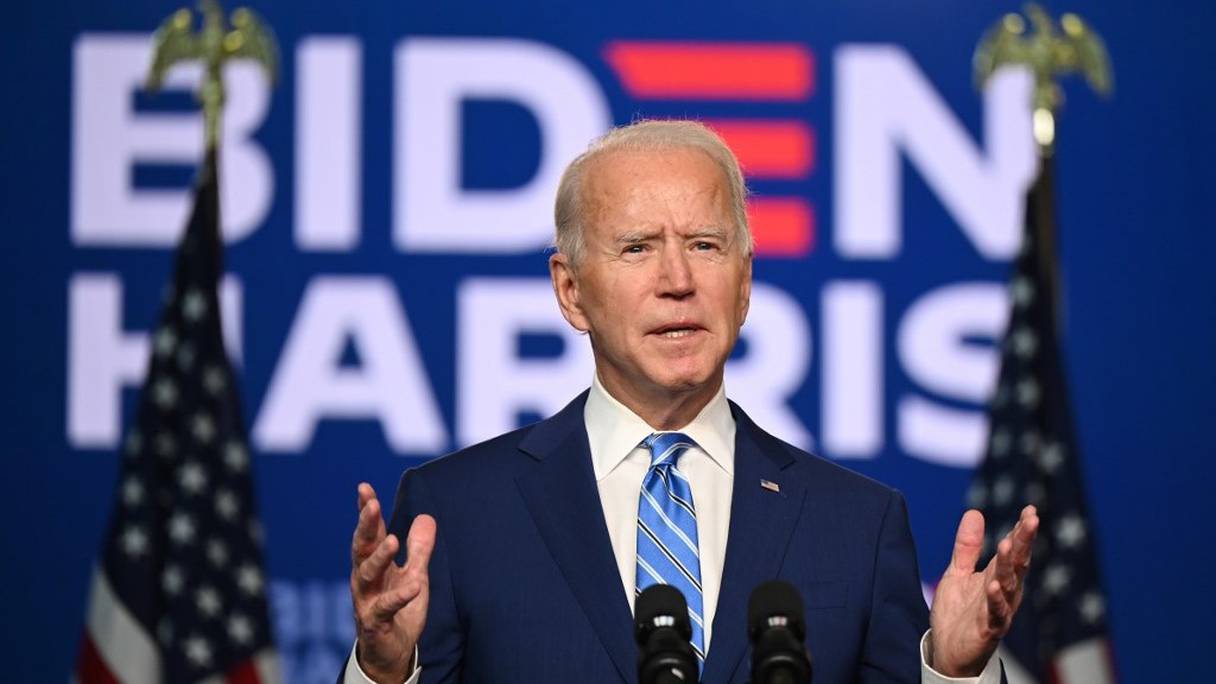 Le candidat démocrate et ancien vice-président des Etats-Unis Joe Biden, à Wilmington, dans le Delaware, le 4 novembre 2020. 
