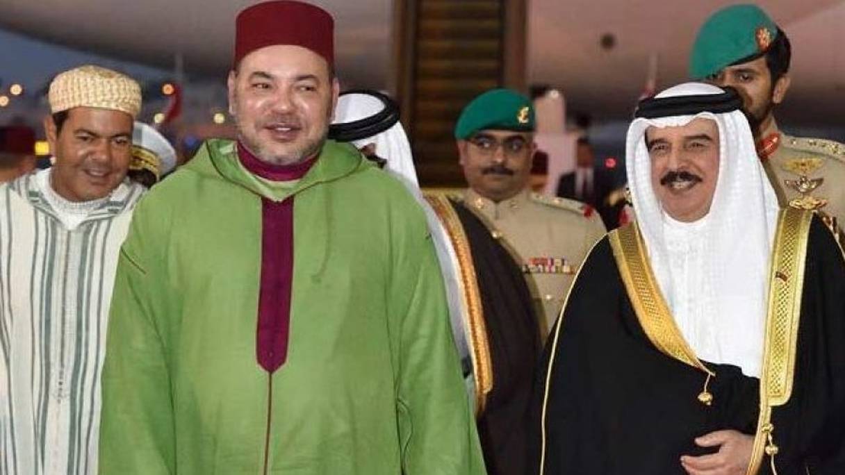 Le roi du Bahrein, Hamed Ben Issa Al Khalifa, aux côtés du roi Mohammed VI.
