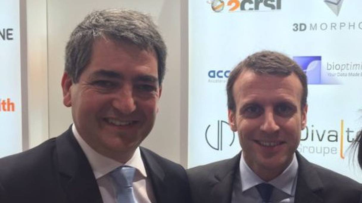 Jean Rottner, président de la Région Grand Est, et Emmanuel Macron, au salon Business France, à Paris, en 2016. 
