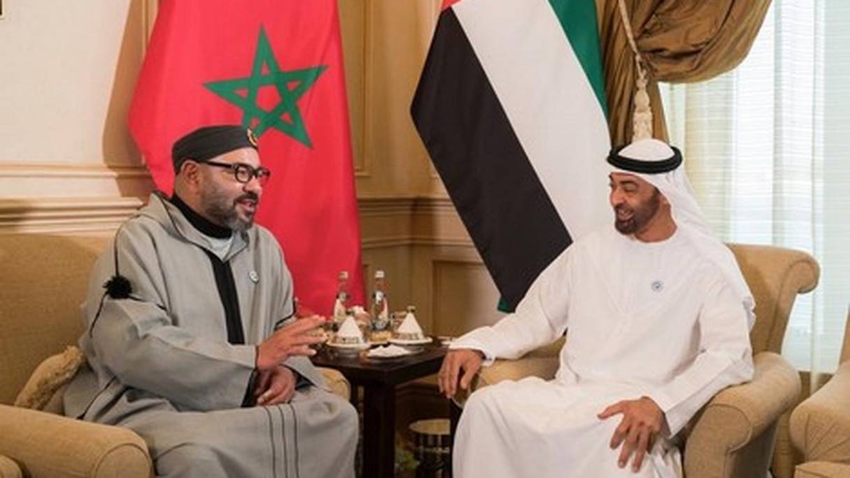 Le Roi Mohammed VI et le prince héritier d'Abou Dabi, Mohammed ben Zayed Al Nahyane.
