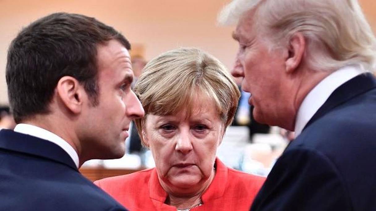 Emmanuel Macron, Engela Merkel et Donald Trump au G20 Finances. 
